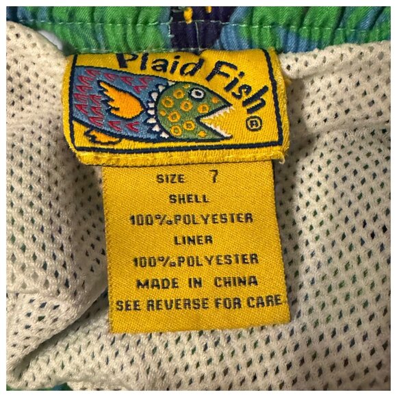 Plaid Fish Size 7 Kids Swim Trunks / Bottoms / Shorts - Alligators / Crocodiles - Picture 3 of 8